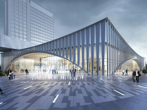 现代售楼处建筑 展览馆建筑su模型