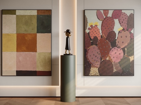 现代中古装饰挂画su模型