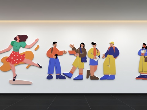  现代幼儿园文化墙  校园幼教照片墙 培训 展示墙 标语 校园3d模型 