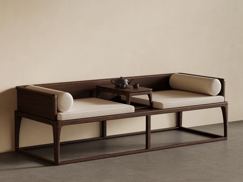 新中式罗汉床su模型