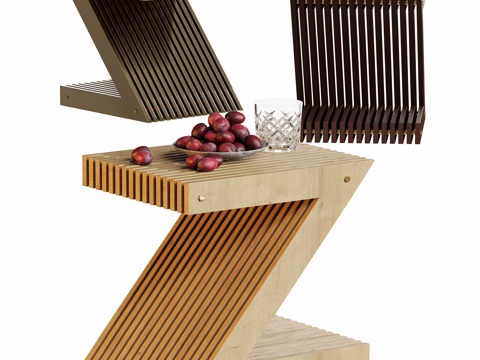  现代字母茶几  角几组合su模型 