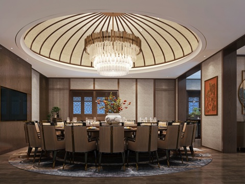  新中式餐饮包厢 大包厢 餐饮雅间包间 餐厅包房 酒店包厢3d模型 