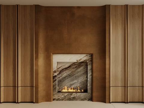  现代壁炉3d模型 