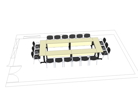 培训桌 培训椅 办公家具su模型