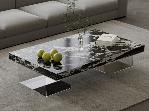 现代茶几 大理石茶几su模型