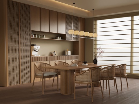 新中式餐厅su模型