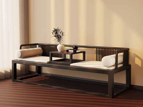  新中式罗汉床3d模型 