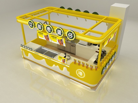  冰淇淋鸡蛋仔店3d模型 