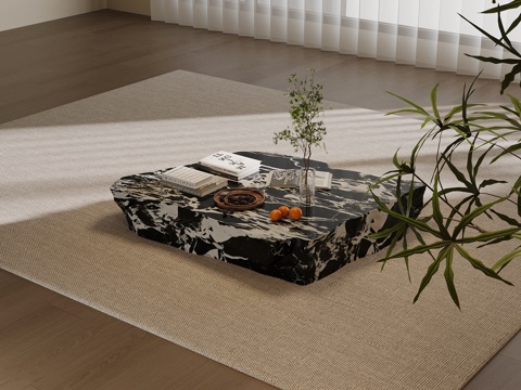  现代茶几 异形大理石茶几3d模型 
