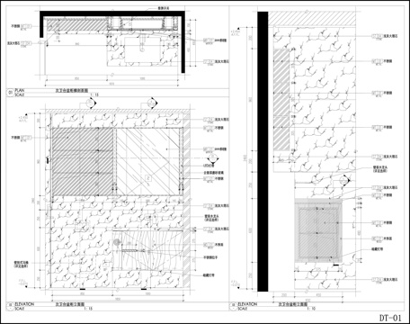 次卫台盆  洗手台  镜子节点 卫浴柜子节点cad施工图