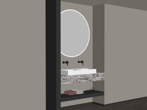 现代洗手台 干区su模型