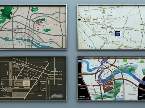  现代售楼部地图沙盘地图区域地图3d模型 