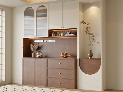  奶油中古风酒柜3d模型 