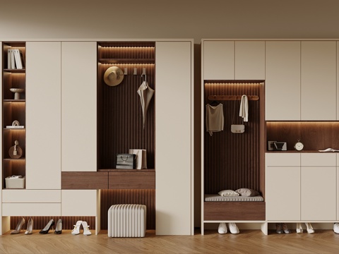 中古风鞋柜su模型