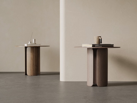 现代中古风边几 圆几su模型