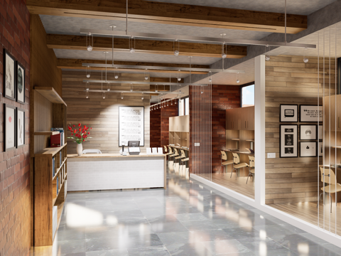 现代简约自习室 自修室 学习空间su模型