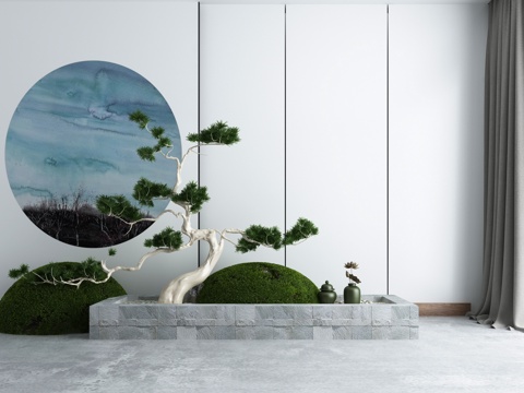  新中式景观小品园林景观3d模型 