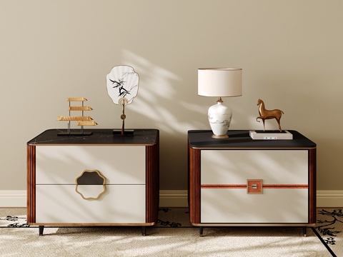 新中式床头柜su模型