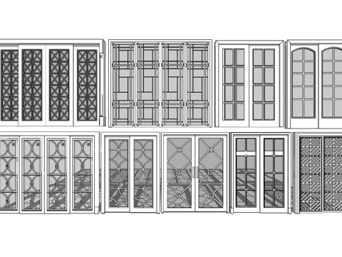 现代室内木门推拉门滑门su模型