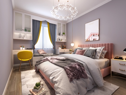  现代风格女儿房3d模型 