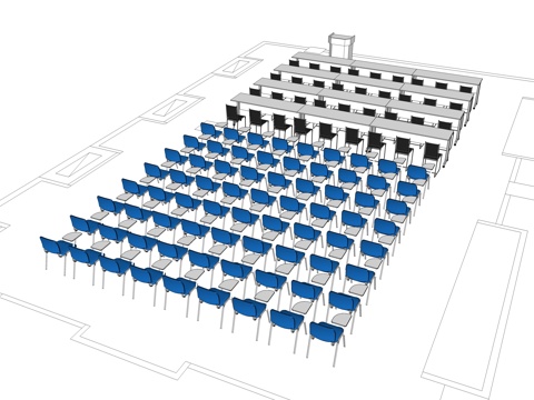 培训桌 培训椅 办公家具 演讲台su模型