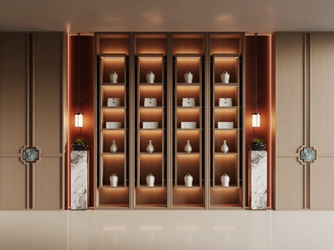 现代书柜 茶叶柜su模型