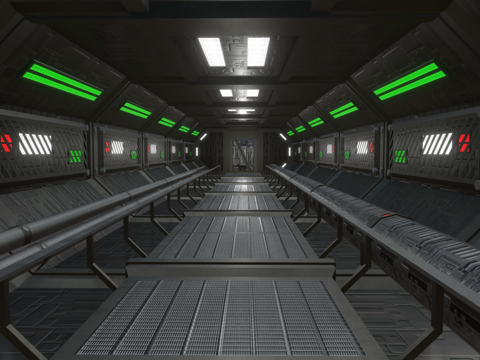 科技感廊道 科技走廊 科技展厅 太空飞船 太空元素su模型