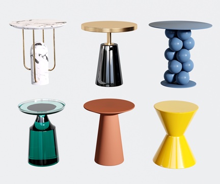 意式边几角几 轻奢小茶几 圆边几su模型