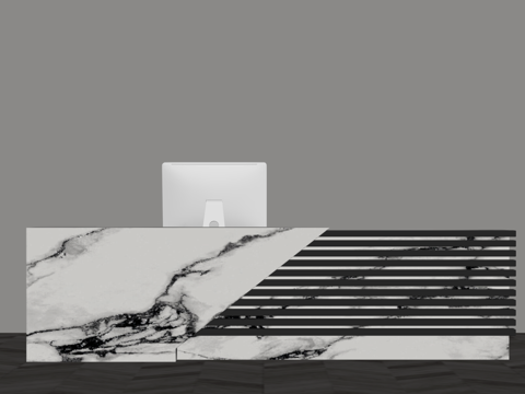 现代意式前台 接待台 服务台su模型