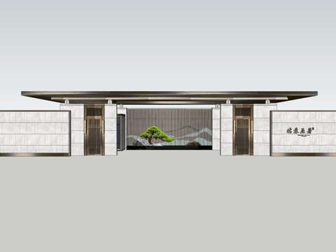 小区 入口 景观 大门 出入口 地产 工装 示范区 房地产su模型