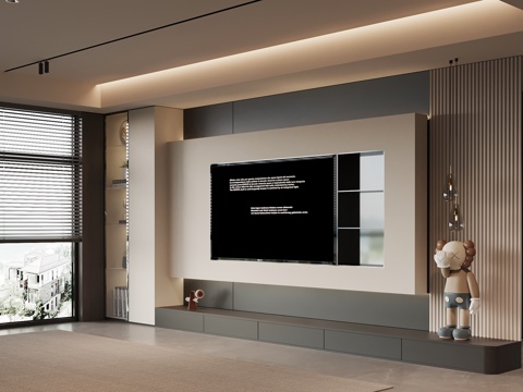 现代电视背景墙su模型