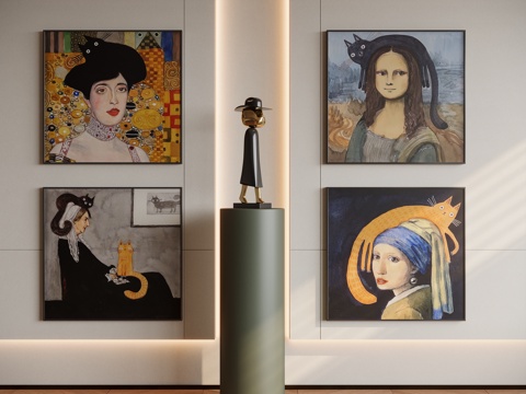 现代中古人物挂画su模型