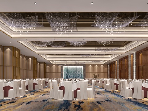  后现代酒店宴会厅大厅3d模型 