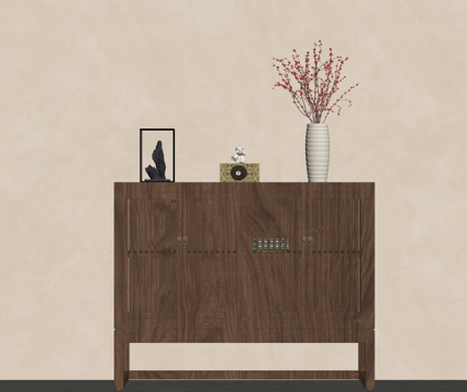 新中式玄关柜 边柜 端景柜su模型