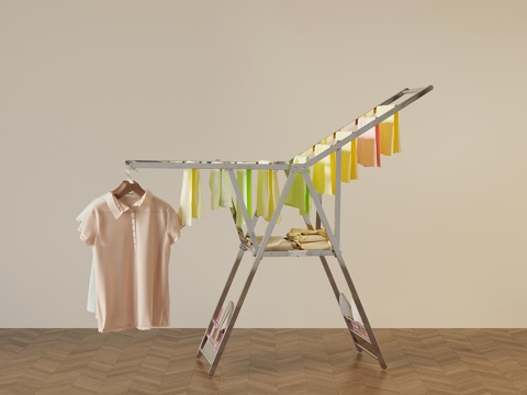 现代晾衣架 不锈钢晾衣架su模型