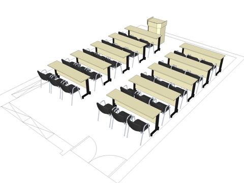 培训桌 培训椅 办公家具su模型