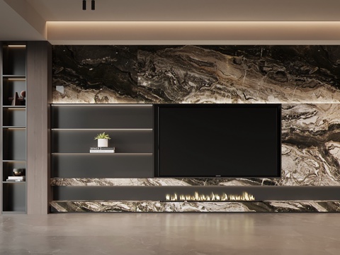 现代意式背景墙 电视背景墙su模型