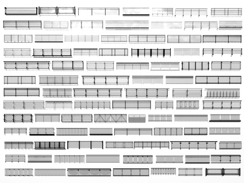 现代玻璃栏杆 玻璃护栏 扶手 阳台栏杆 楼梯护栏 安全围栏su模型