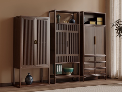 新中式博古架su模型