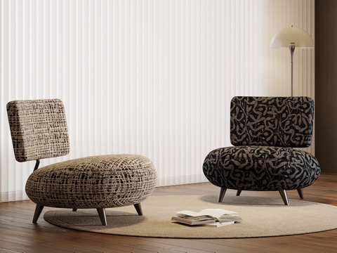 现代休闲椅 布艺沙发椅su模型