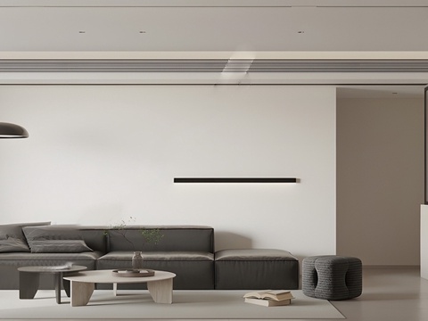 现代客餐厅 沙发组合 餐桌su模型