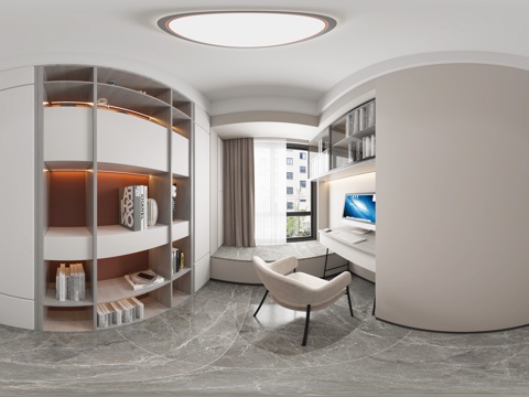  现代书房小户型飘窗书房 