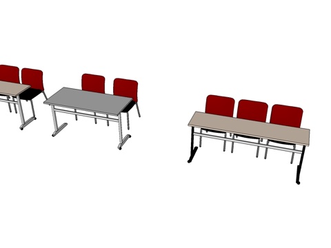 培训桌 培训椅 办公家具su模型