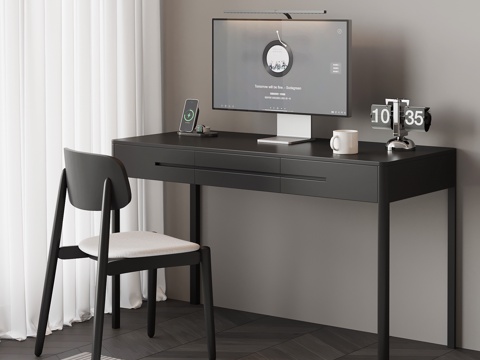 现代意式书桌su模型