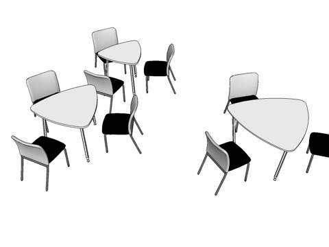 洽谈桌 办公椅 办公家具su模型