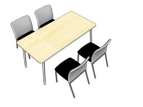 洽谈桌 办公椅 办公家具su模型