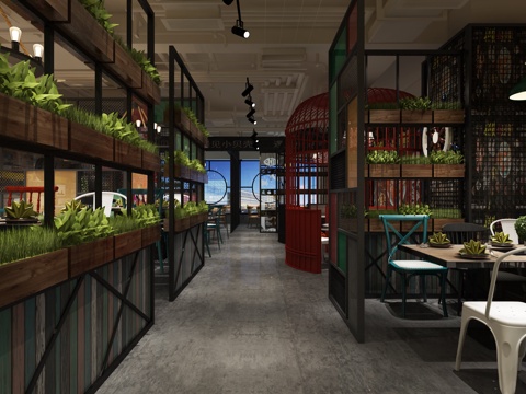  工业风小贝壳音乐餐厅3d模型 