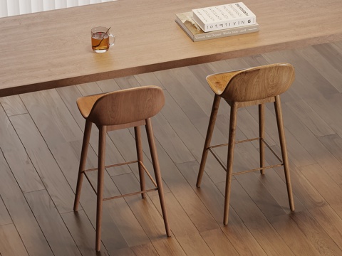 现代中古风吧凳 吧椅3d模型