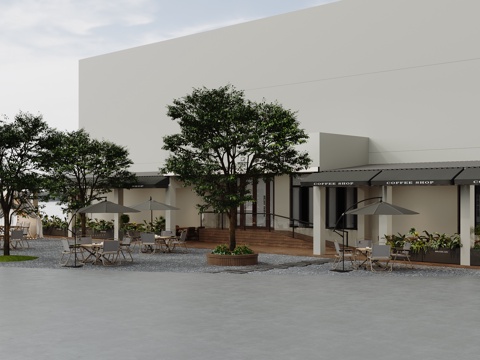  庭院咖啡厅3d模型 