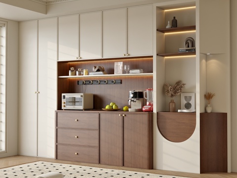  奶油风   中古风   酒柜3d模型 